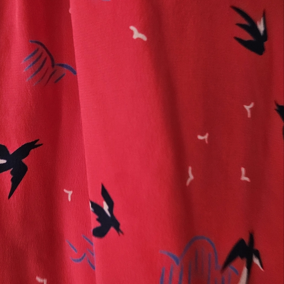 Anthropologie Silk Red Sparrow Shift Dress - Picture 4 of 6